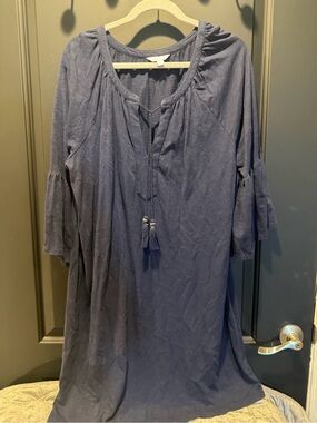 Lilly Pulitzer Slate Blue Midi Dress with Tassel Tie